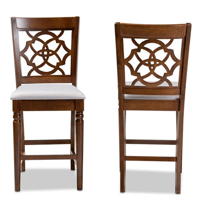 Walnut Brown Finished Wood 2-Piece Counter Height Pub Chair Set