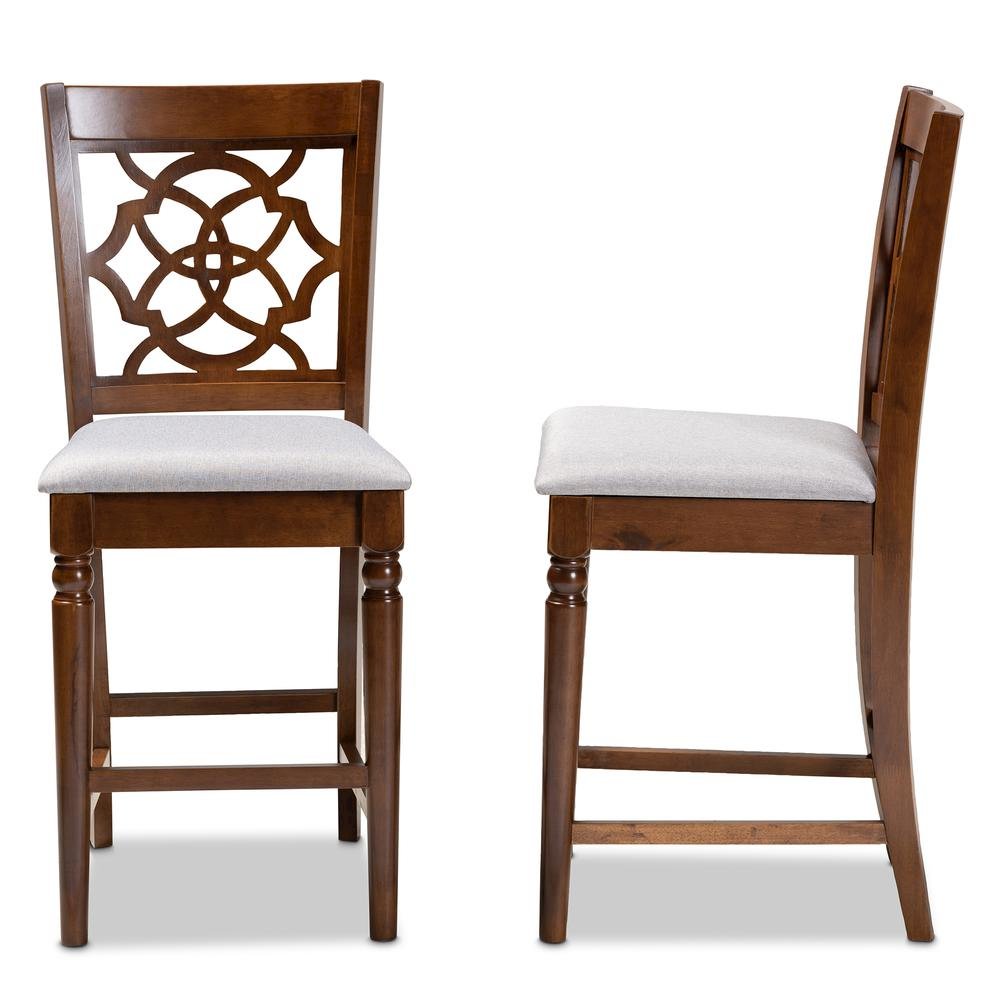 Walnut Brown Finished Wood 2-Piece Counter Height Pub Chair Set