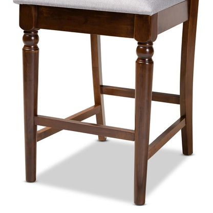 Walnut Brown Finished Wood 2-Piece Counter Height Pub Chair Set