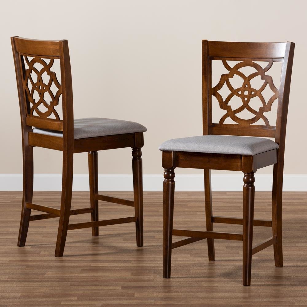 Walnut Brown Finished Wood 2-Piece Counter Height Pub Chair Set