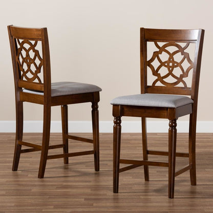 Walnut Brown Finished Wood 2-Piece Counter Height Pub Chair Set