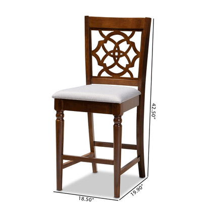 Walnut Brown Finished Wood 2-Piece Counter Height Pub Chair Set