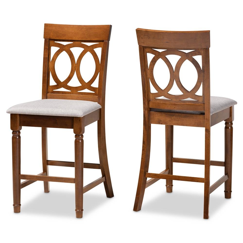 Walnut Brown Finished Wood 2-Piece Counter Height Pub Chair Set
