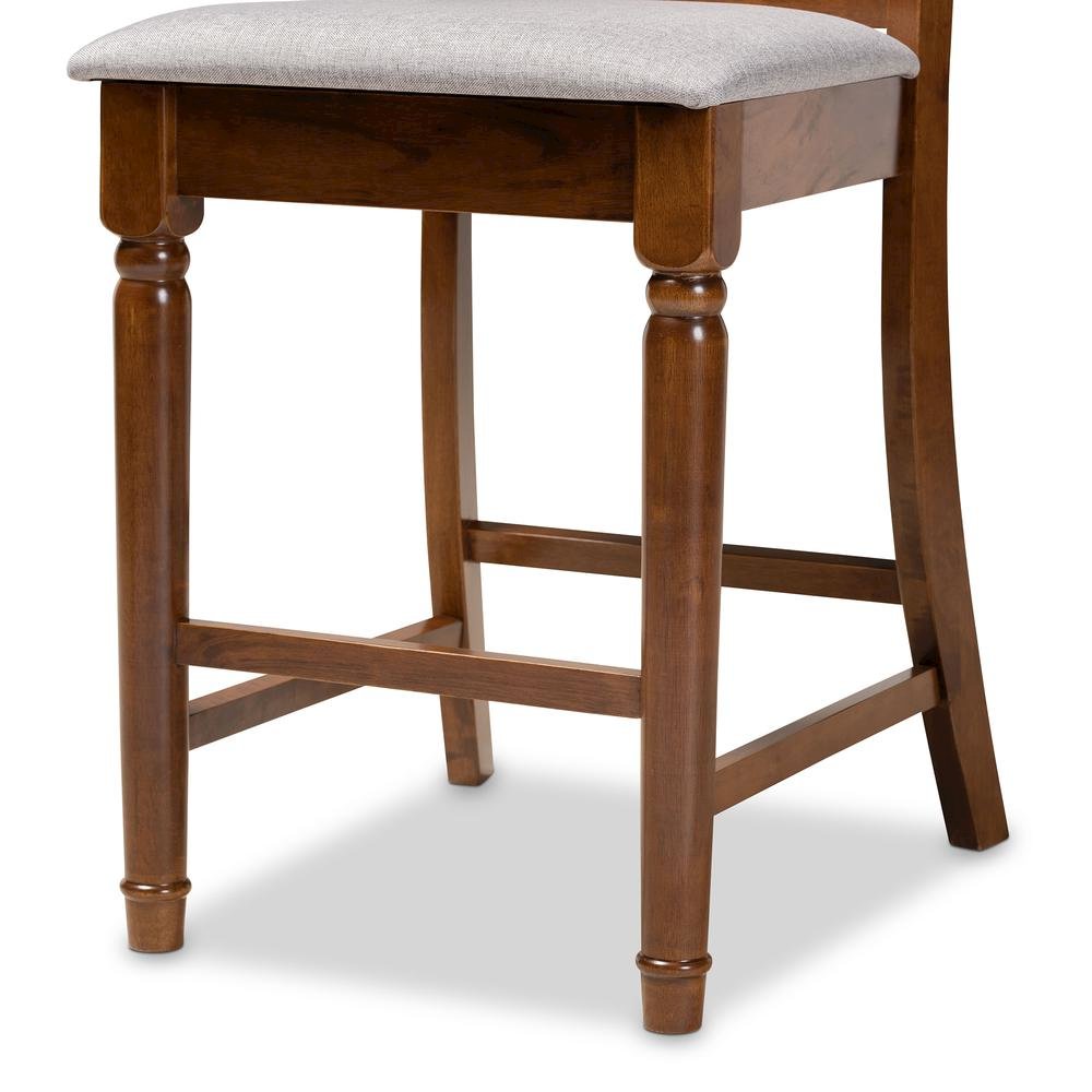 Grey Fabric Upholstered Walnut Brown Finished 5-Piece Wood Pub Set