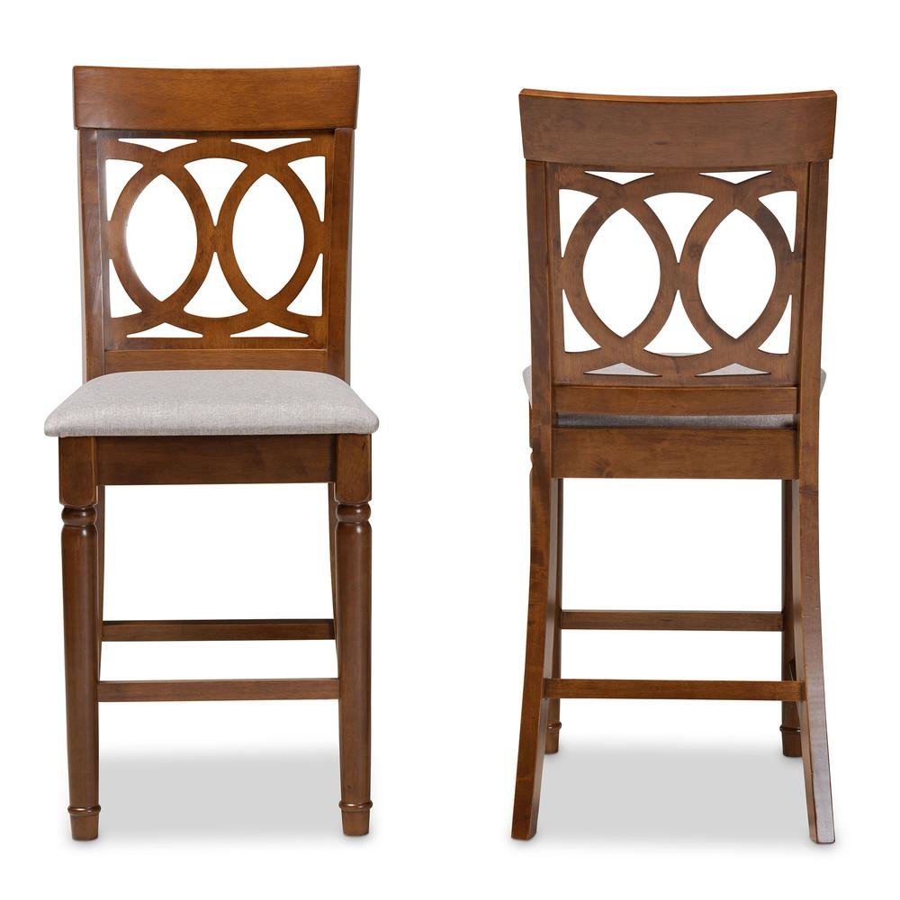 Walnut Brown Finished Wood 2-Piece Counter Height Pub Chair Set