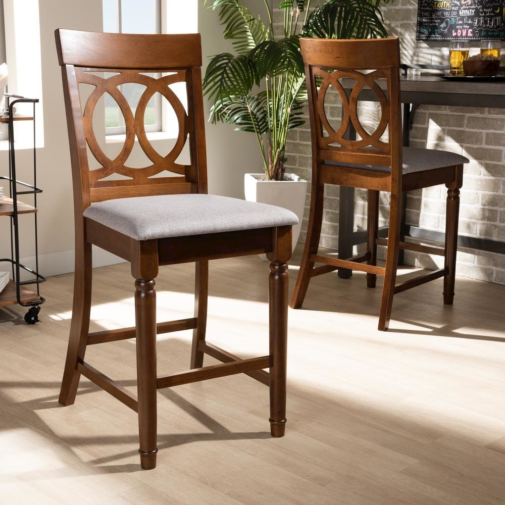 Walnut Brown Finished Wood 2-Piece Counter Height Pub Chair Set