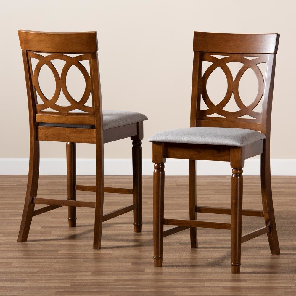 Walnut Brown Finished Wood 2-Piece Counter Height Pub Chair Set