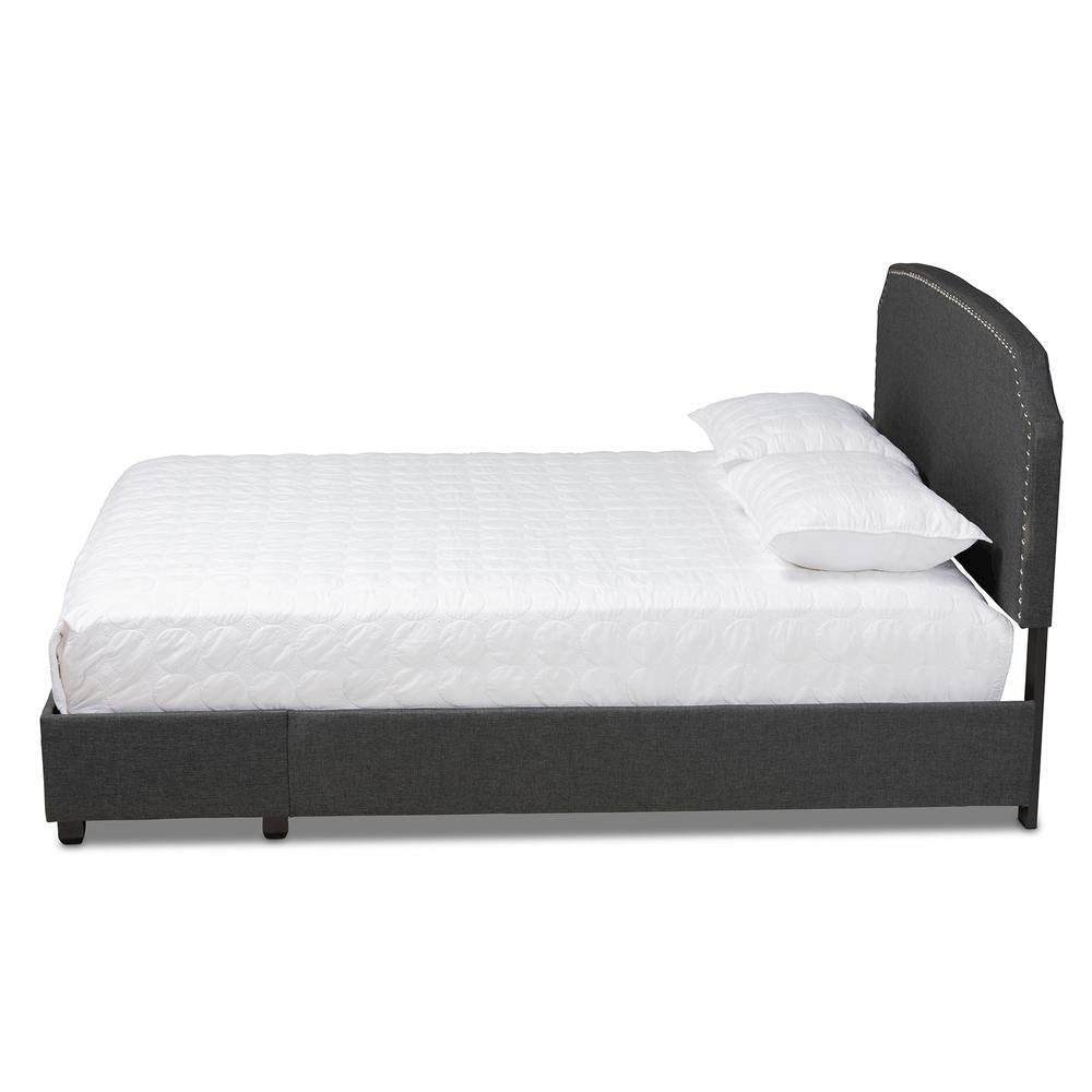 Larese Dark Grey Fabric Upholstered 2-Drawer Queen Size Platform Storage Bed