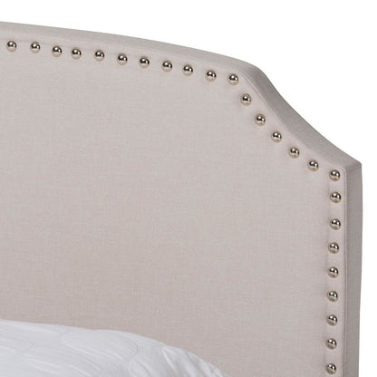 Larese Beige Fabric Upholstered 2-Drawer Queen Size Platform Storage Bed
