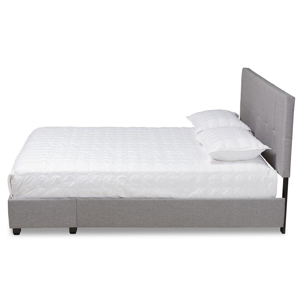 Netti Light Grey Fabric Upholstered 2-Drawer Queen Size Platform Storage Bed