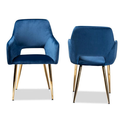 Gold Finished 2-Piece Metal Dining Chair Set