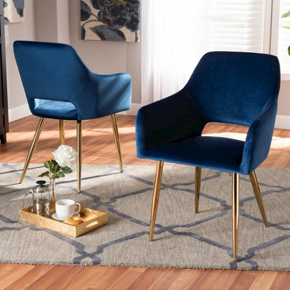 Gold Finished 2-Piece Metal Dining Chair Set