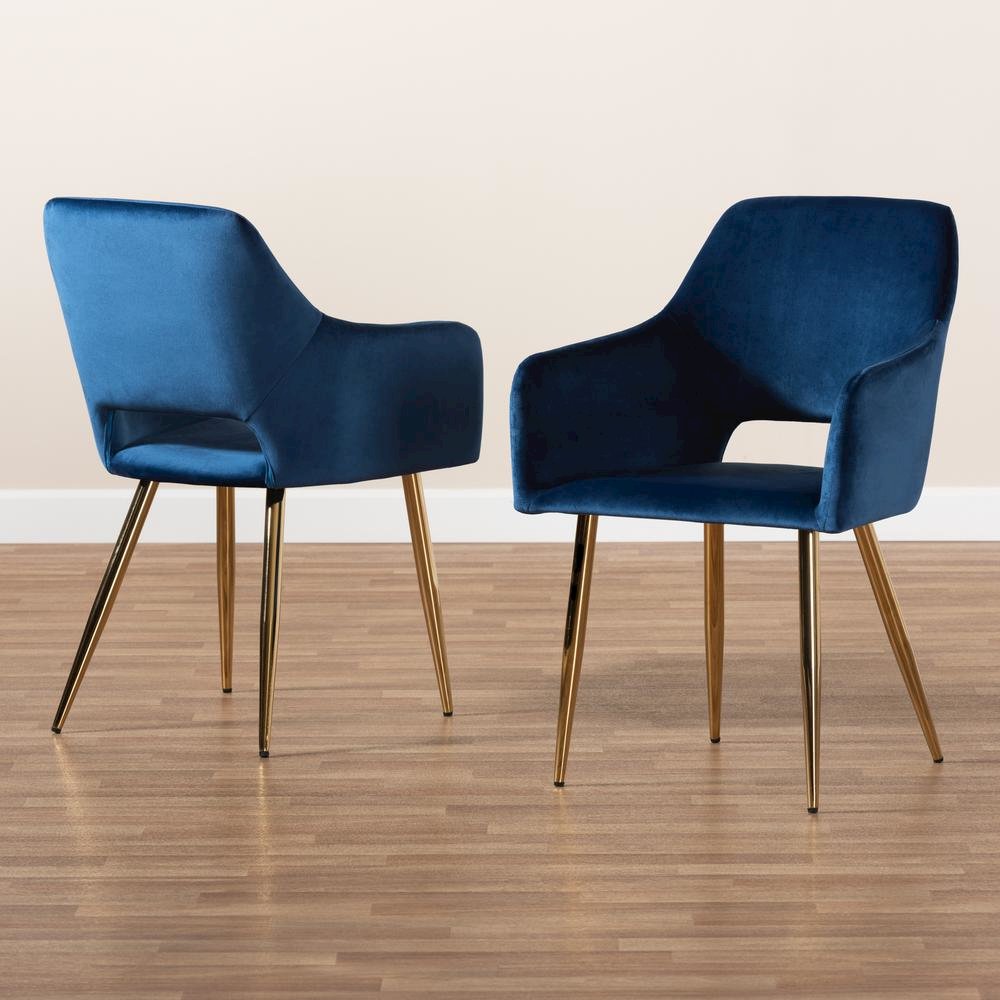 Gold Finished 2-Piece Metal Dining Chair Set