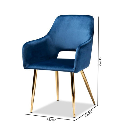 Gold Finished 2-Piece Metal Dining Chair Set
