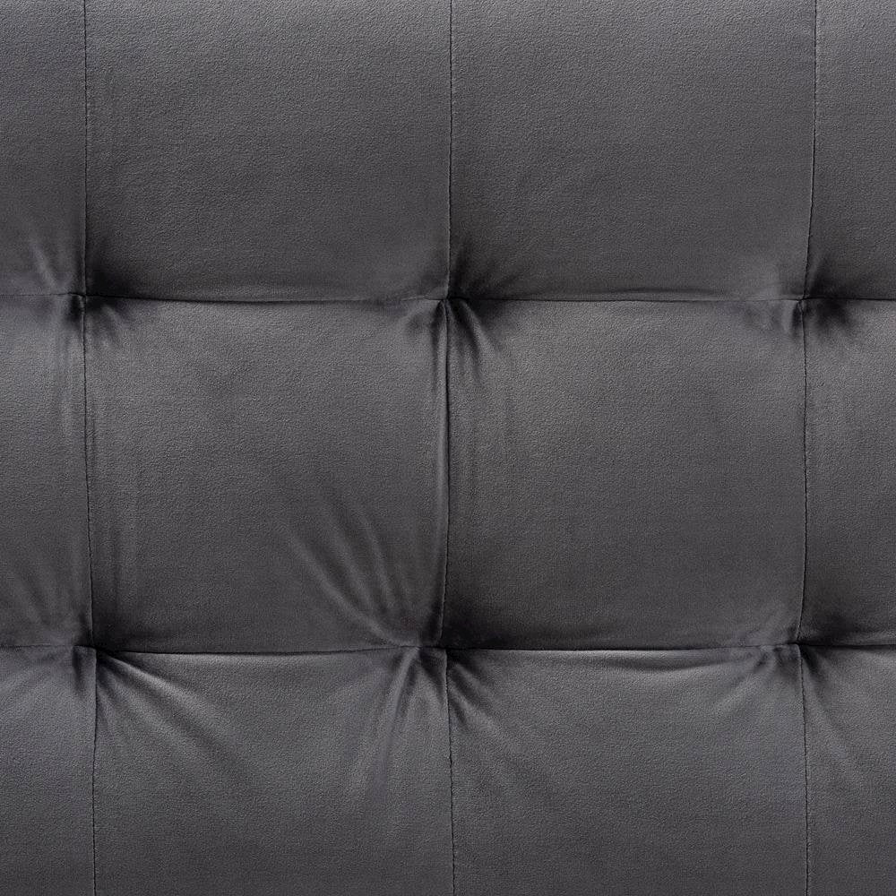 Grey Velvet Fabric Upholstered Grid-Tufted Storage Ottoman Bench