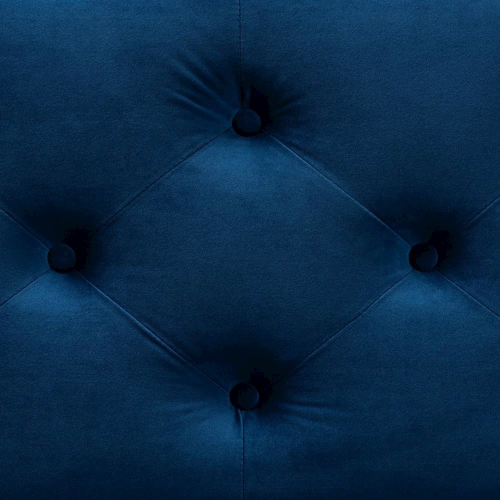 Navy Blue Velvet Fabric Upholstered Button-Tufted Storage Ottoman Bench
