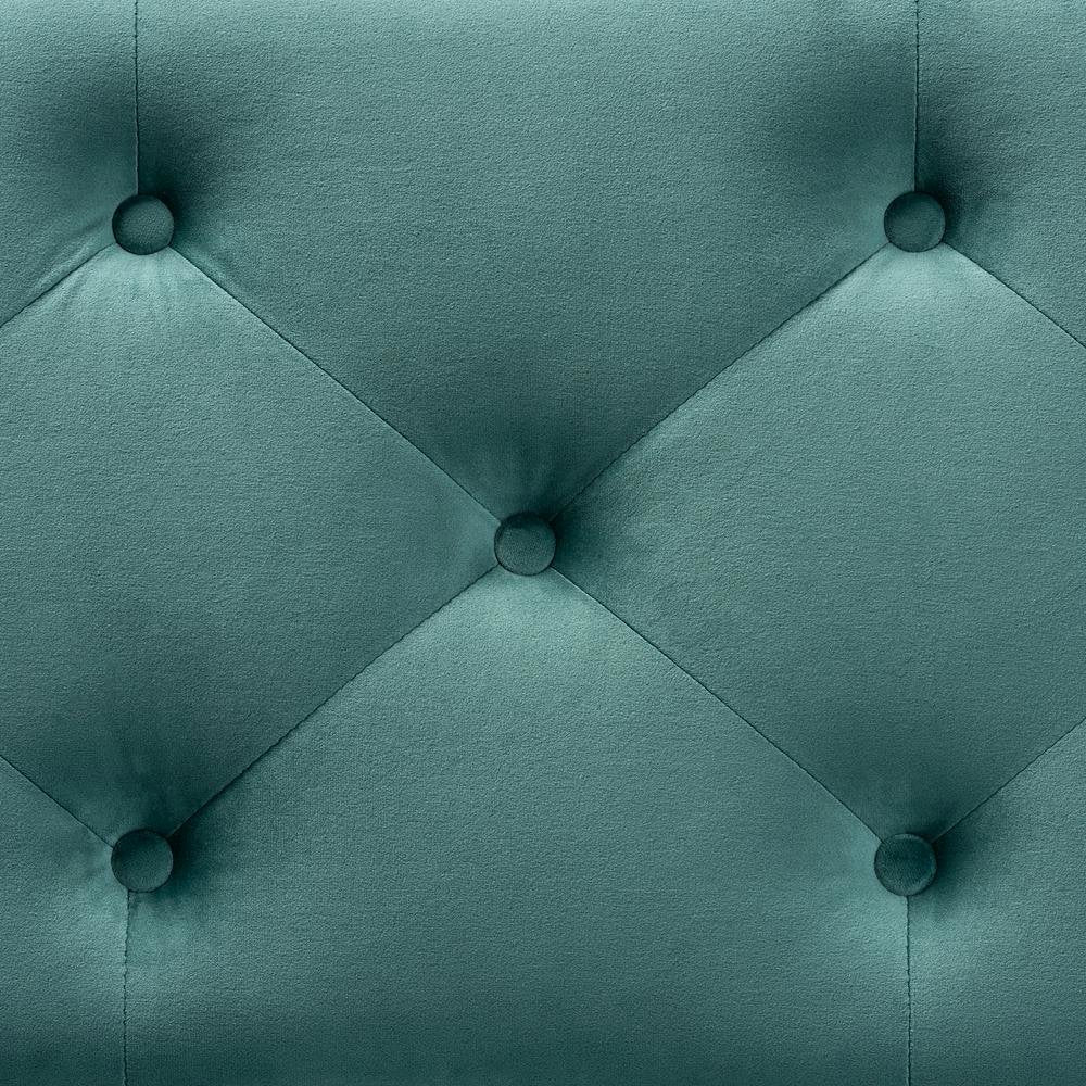 Teal Blue Velvet Fabric Upholstered Button-Tufted Storage Ottoman Bench