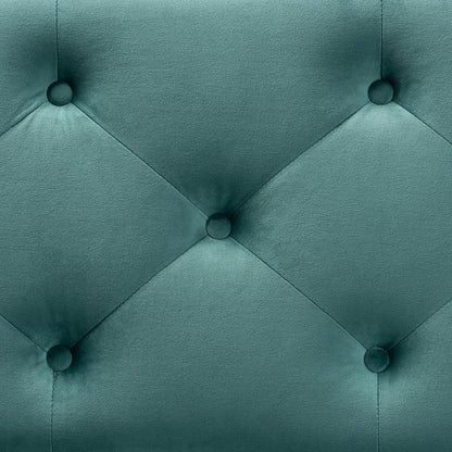 Teal Blue Velvet Fabric Upholstered Button-Tufted Storage Ottoman Bench