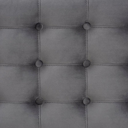 Grey Velvet Fabric Upholstered Button-Tufted Storage Ottoman Bench