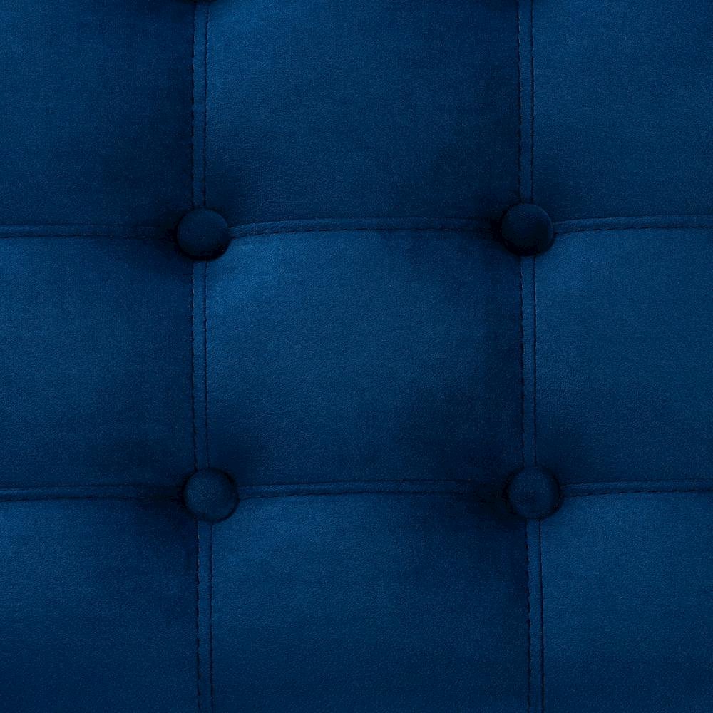 Navy Blue Velvet Fabric Upholstered Button-Tufted Storage Ottoman Bench
