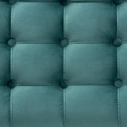 Teal Blue Velvet Fabric Upholstered Button-Tufted Storage Ottoman Bench
