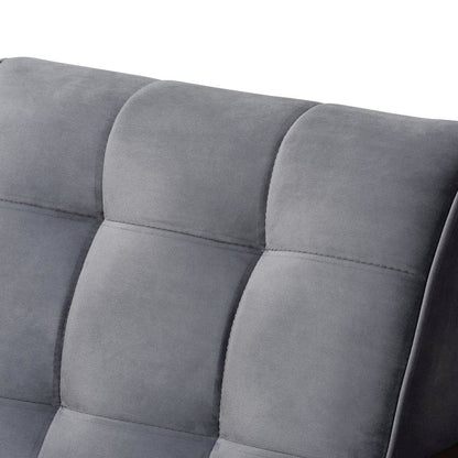 Grey Velvet Fabric Upholstered Walnut Finished Wood Armchair