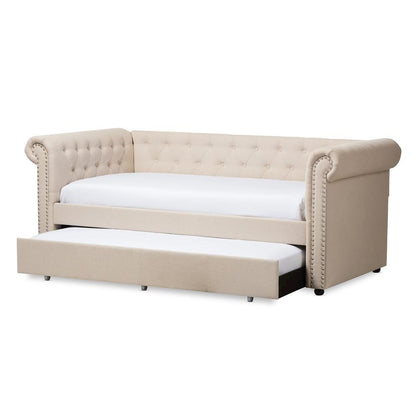 Baxton Studio Mabelle Modern and Contemporary Beige Fabric Trundle Daybed
