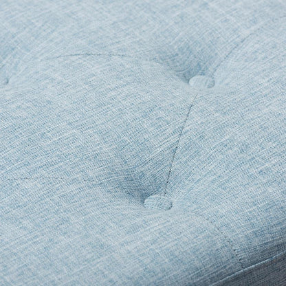Light Blue Fabric Upholstered Button-Tufting Storage Ottoman Bench