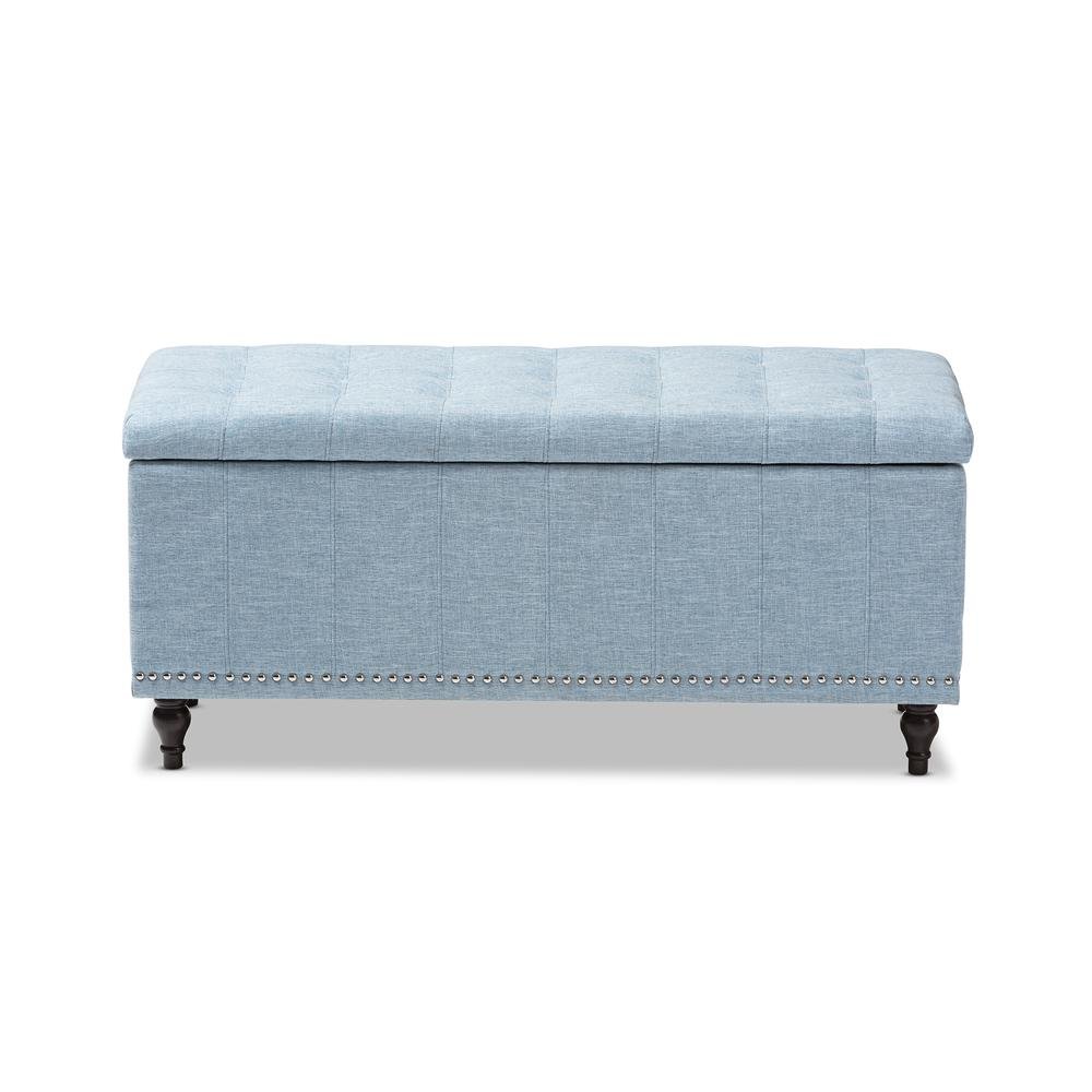 Classic Light Blue Fabric Upholstered Button-Tufting Storage Ottoman Bench