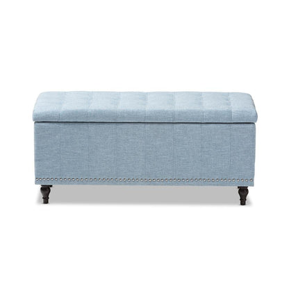 Classic Light Blue Fabric Upholstered Button-Tufting Storage Ottoman Bench