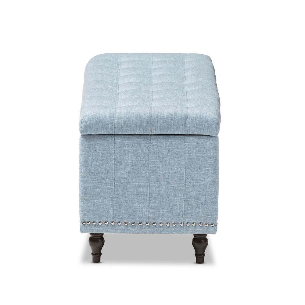 Classic Light Blue Fabric Upholstered Button-Tufting Storage Ottoman Bench
