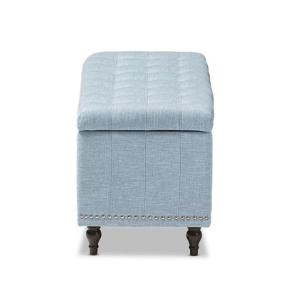 Classic Light Blue Fabric Upholstered Button-Tufting Storage Ottoman Bench
