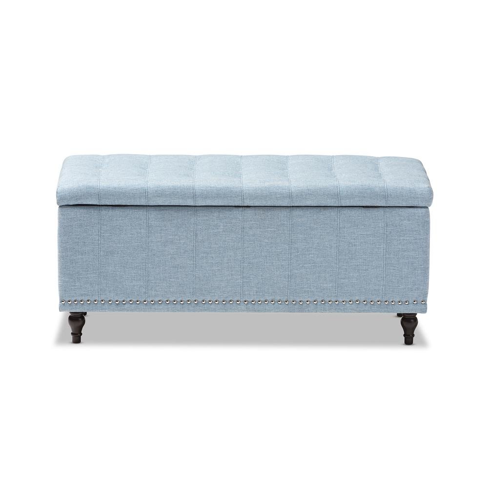 Classic Light Blue Fabric Upholstered Button-Tufting Storage Ottoman Bench