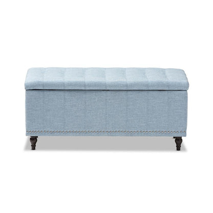 Classic Light Blue Fabric Upholstered Button-Tufting Storage Ottoman Bench
