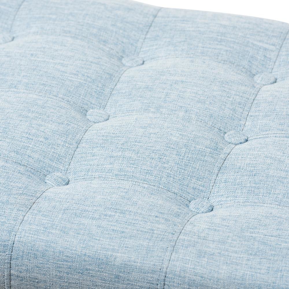 Classic Light Blue Fabric Upholstered Button-Tufting Storage Ottoman Bench