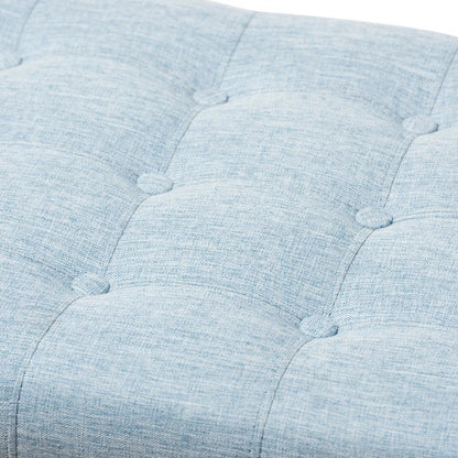 Classic Light Blue Fabric Upholstered Button-Tufting Storage Ottoman Bench