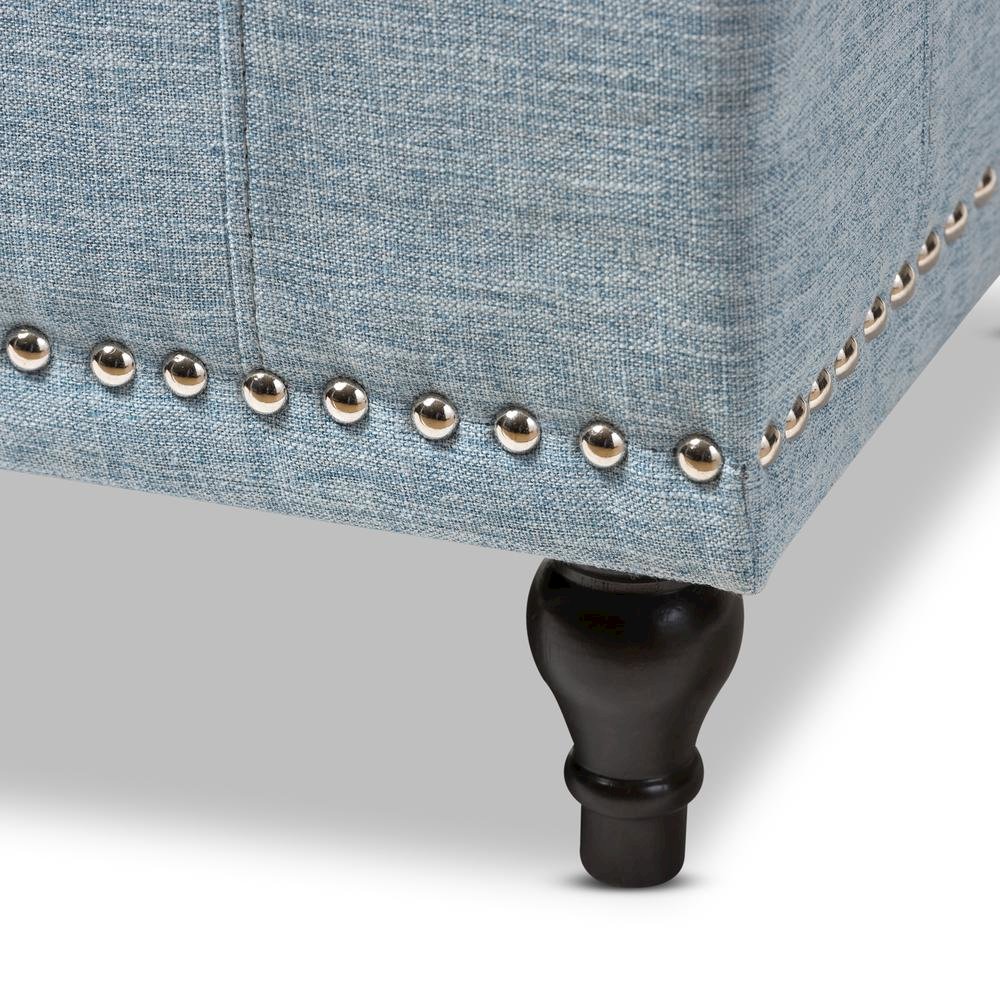 Classic Light Blue Fabric Upholstered Button-Tufting Storage Ottoman Bench