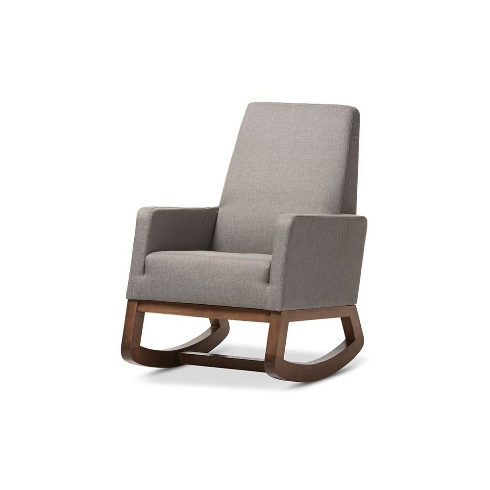 Grey Fabric Upholstered Rocking Chair and Ottoman Set