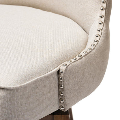 Light Beige Fabric Button-Tufted Upholstered 2-Piece Swivel Barstool Set