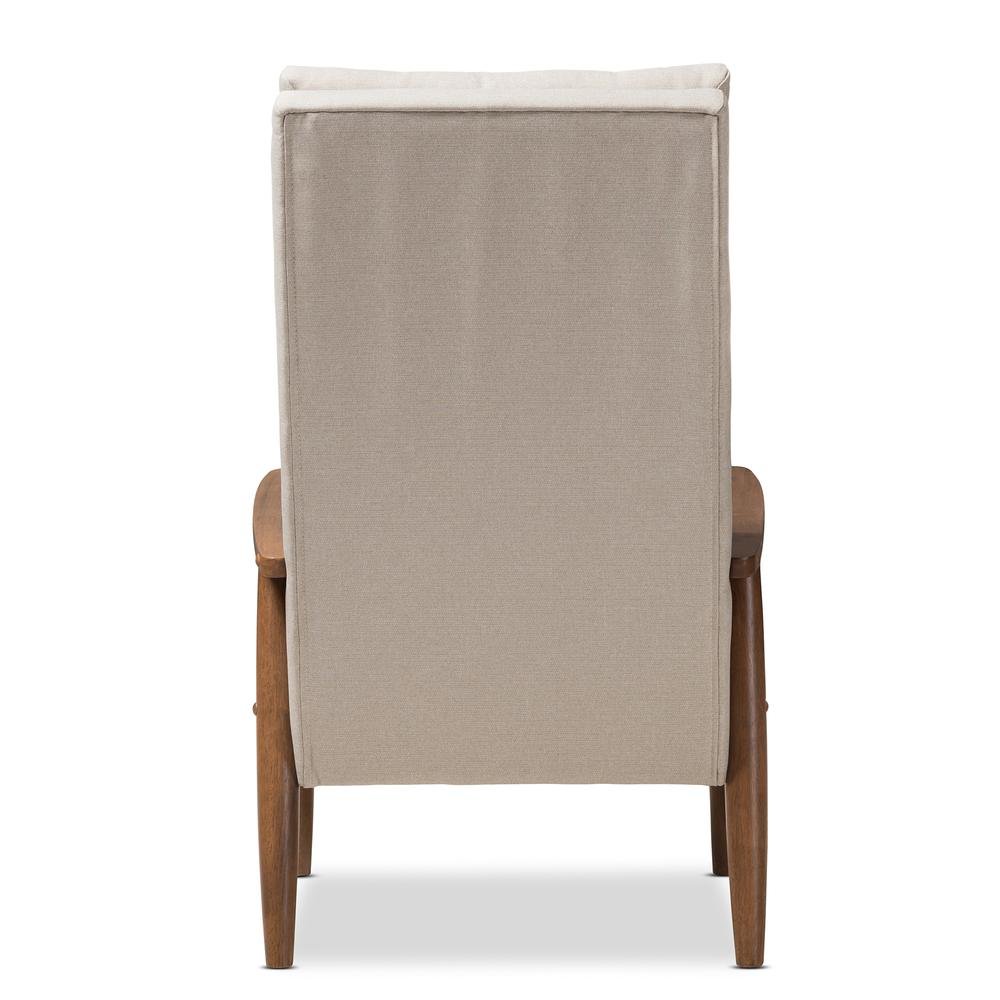 Light Beige Fabric Upholstered Button-Tufted High-Back Chair
