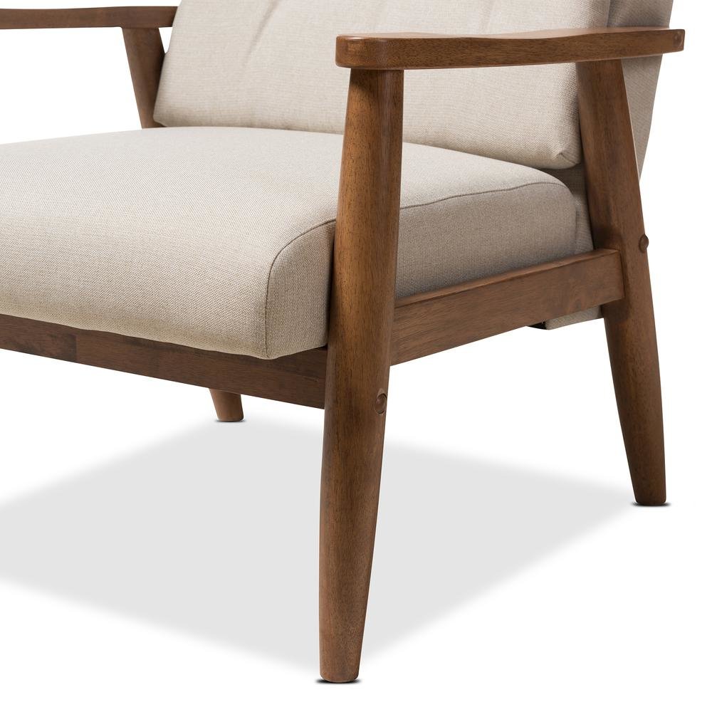 Light Beige Fabric Upholstered Button-Tufted High-Back Chair