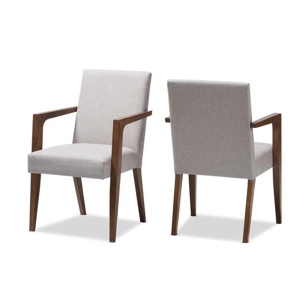 Greyish Beige Upholstered Wooden 2-Piece Lounge Chair Set