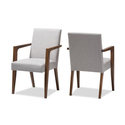 Greyish Beige Upholstered Wooden 2-Piece Lounge Chair Set