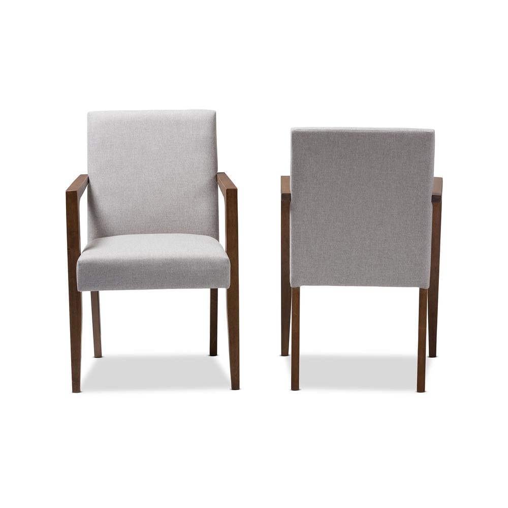 Greyish Beige Upholstered Wooden 2-Piece Lounge Chair Set