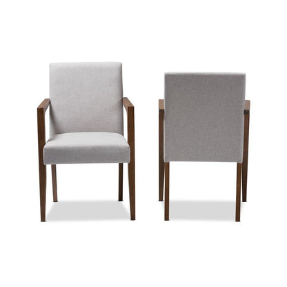 Greyish Beige Upholstered Wooden 2-Piece Lounge Chair Set