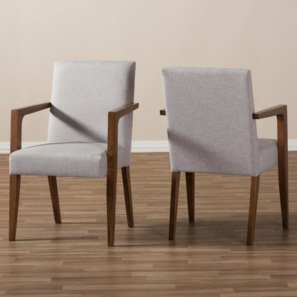 Greyish Beige Upholstered Wooden 2-Piece Lounge Chair Set