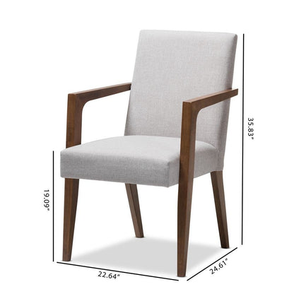 Greyish Beige Upholstered Wooden 2-Piece Lounge Chair Set
