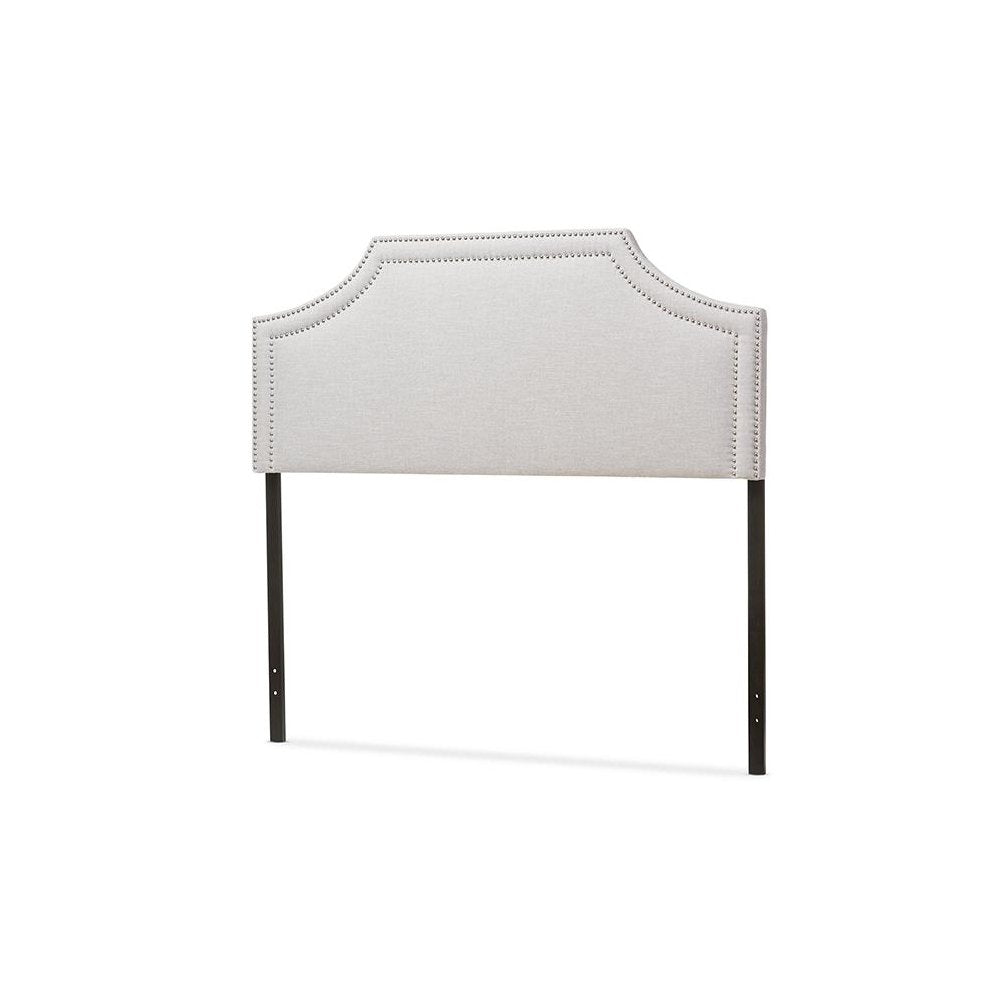 Grayish Beige Fabric Upholstered Queen Size Headboard