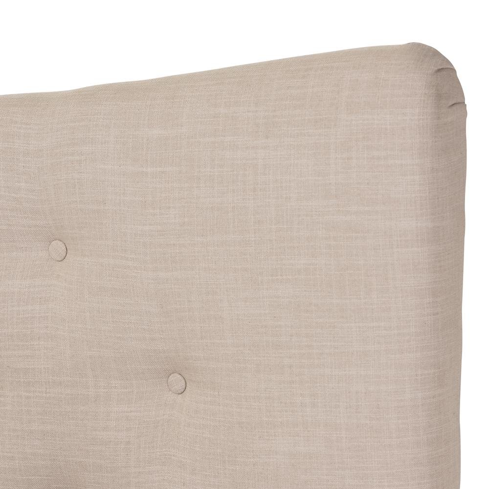 Baxton Studio Hannah Mid-Century Modern Beige Linen Queen Size Platform Bed