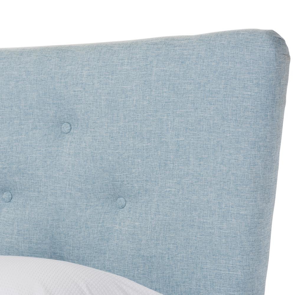 Baxton Studio Hannah Mid-Century Modern Sky Blue Fabric Queen Size Platform Bed